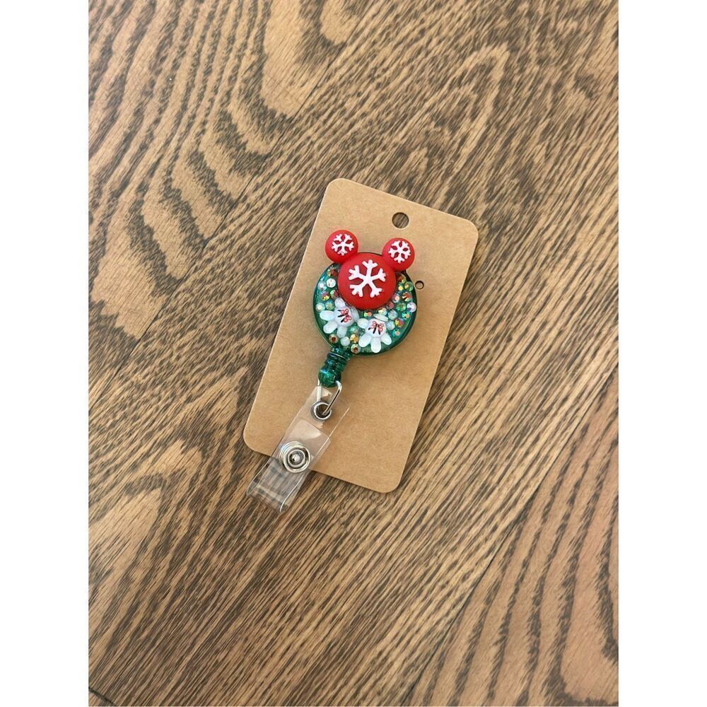 Mickey Mouse Handmade Green and Red Work Badge Reel